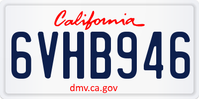 CA license plate 6VHB946