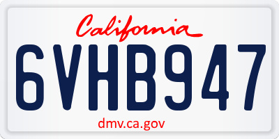 CA license plate 6VHB947