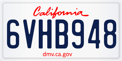 CA license plate 6VHB948