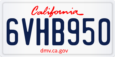 CA license plate 6VHB950