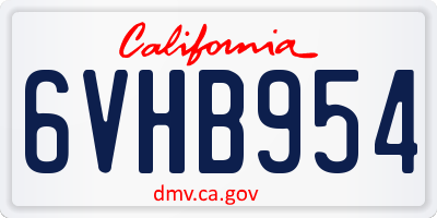 CA license plate 6VHB954
