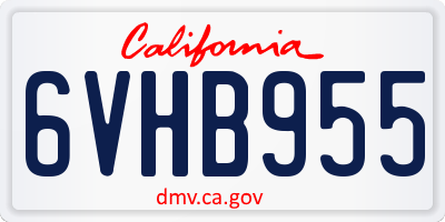 CA license plate 6VHB955