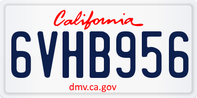 CA license plate 6VHB956