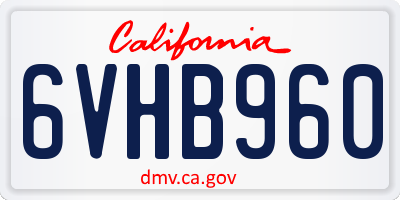 CA license plate 6VHB960