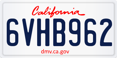 CA license plate 6VHB962