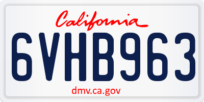 CA license plate 6VHB963