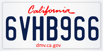 CA license plate 6VHB966