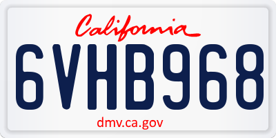 CA license plate 6VHB968