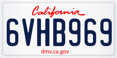 CA license plate 6VHB969