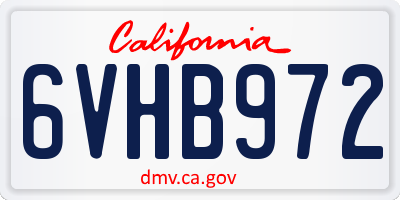 CA license plate 6VHB972