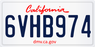CA license plate 6VHB974