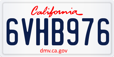 CA license plate 6VHB976
