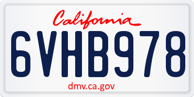 CA license plate 6VHB978