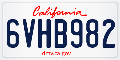 CA license plate 6VHB982