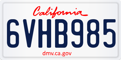 CA license plate 6VHB985