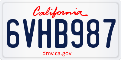 CA license plate 6VHB987