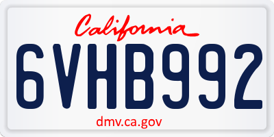 CA license plate 6VHB992
