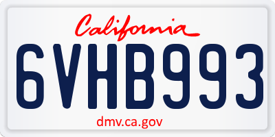 CA license plate 6VHB993