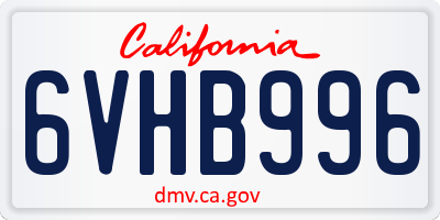 CA license plate 6VHB996