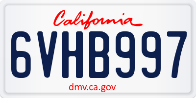CA license plate 6VHB997