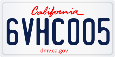 CA license plate 6VHC005