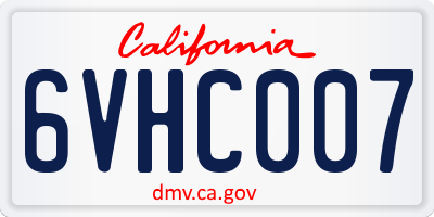 CA license plate 6VHC007