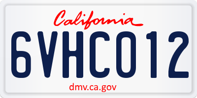 CA license plate 6VHC012