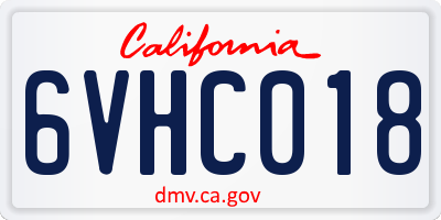CA license plate 6VHC018
