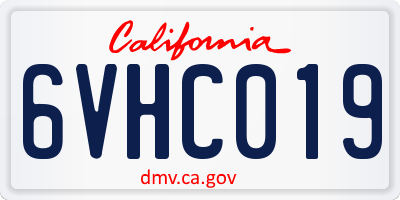 CA license plate 6VHC019
