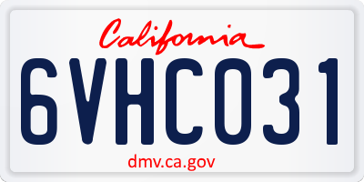 CA license plate 6VHC031