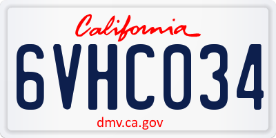 CA license plate 6VHC034