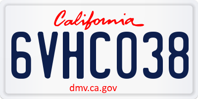 CA license plate 6VHC038