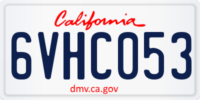 CA license plate 6VHC053