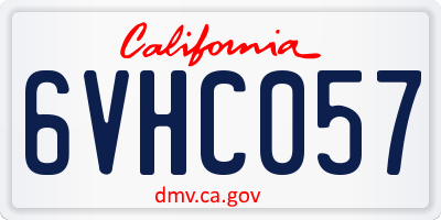 CA license plate 6VHC057
