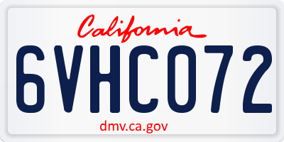 CA license plate 6VHC072