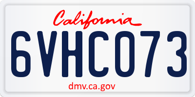 CA license plate 6VHC073