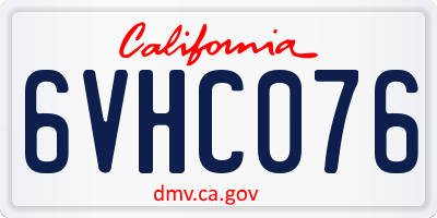 CA license plate 6VHC076