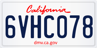 CA license plate 6VHC078
