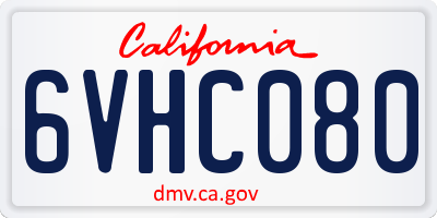 CA license plate 6VHC080