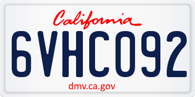 CA license plate 6VHC092