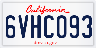 CA license plate 6VHC093