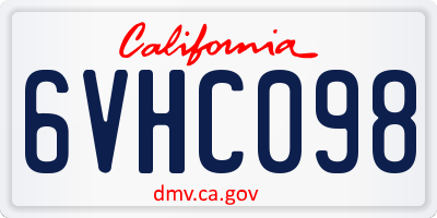 CA license plate 6VHC098