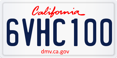CA license plate 6VHC100
