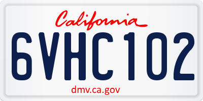 CA license plate 6VHC102