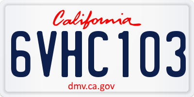 CA license plate 6VHC103