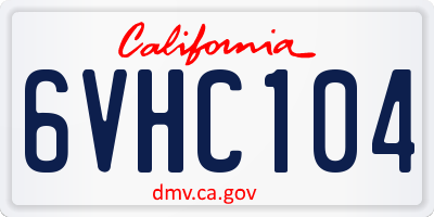CA license plate 6VHC104
