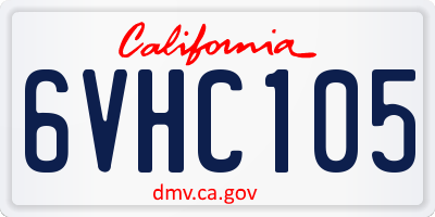 CA license plate 6VHC105