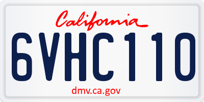 CA license plate 6VHC110