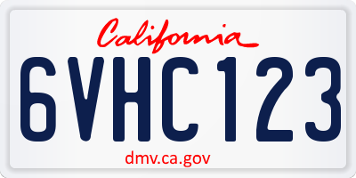 CA license plate 6VHC123