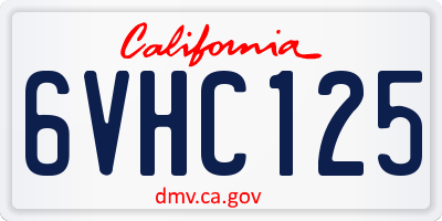 CA license plate 6VHC125
